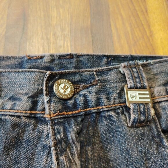 Phat Farm Denim Jeans Men's 32 x 33 Embroidered Logo Y2K Urban Hip Hop Brownish - Picture 9 of 14